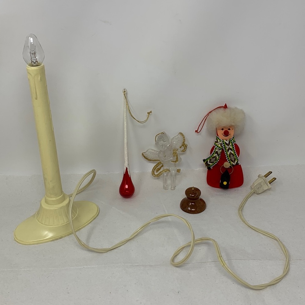 5 pc Christmas vintage holiday decor ornaments Angel, glass icicle & more vtg